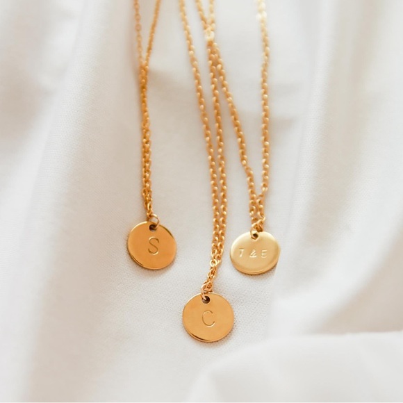 3/$25 ✨ M Initial Gold Disk Necklace - Picture 4 of 4